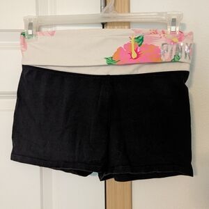 Black yoga shorts Pink Victoria Secret Size M, Pink Flowers